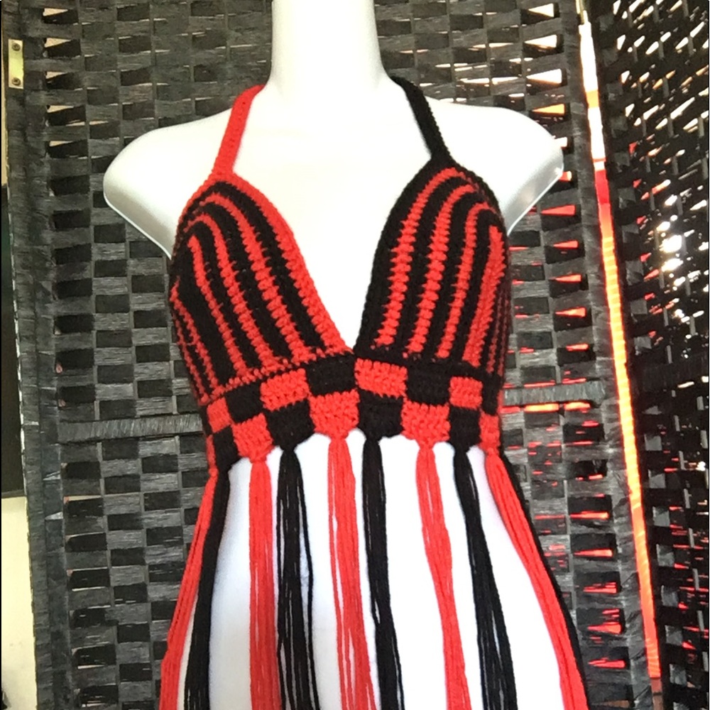 Made by Maya -🖤Made to order❤️ crochet top with tassels